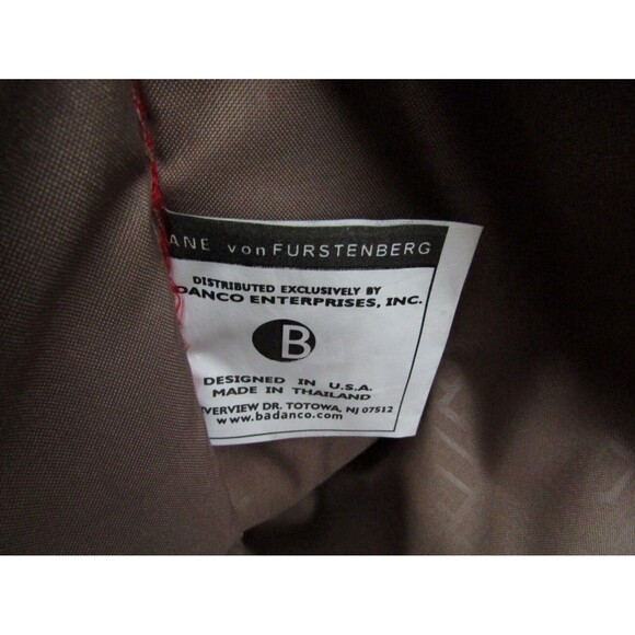 Diane Von Furstenberg Tote Bag Large Red Monogram Weekend Travel Canvas Leather - Picture 8 of 8